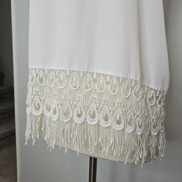 Show Me Your Mumu White Tank Top Crochet Lace Sleeveless High Neck Shirt Small - Picture 9 of 10
